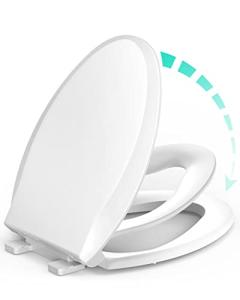 Elongated Toilet Seat with Built-in Potty Training Seat for Toddlers& Adults, Slow Close, Never Loosen, Heavy Duty, Ergonomic, Space Saving Toddler Toilet Seat(Elongated 18.5", Oval) by I-UMI