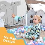 Veemuaro Foldable Baby Playpen, Portable 14-Panel Baby Playpen, Baby Gate Playpen, Adjustable Shape Kids Activity Centre Safety Play Yard Indoor Outdoor (Castle Playpen + Swing Set + Toddler Slide) from Veemuaro