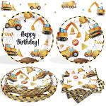 Heboland Construction Birthday Party Supplies Plates and Napkins Set for 25 Guests, Construction Theme Party Decorations for Boys Kids from Heboland