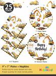 Heboland Construction Birthday Party Supplies Plates and Napkins Set for 25 Guests, Construction Theme Party Decorations for Boys Kids from Heboland
