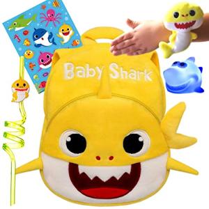 Q&M Novelties Baby Shark Backpack Gift Set Bundle (5 Pack), Kids Baby Shark Toys Plush Toddler Play Set, Yellow- Baby Shark by Q&M Novelties
