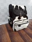 Cowhide Backpack Hair On | Fur Leather Diaper Backpack Rucksack/Knapsack Travel Shoulder Bag/Cow Skin Baby Bags (Black and White Backpack) by 