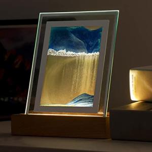Sand Art Liquid, Motion 3D Sand Painting Creative Moving, Sand Art Living Room Decoration, 360Â° Rotate, Glass Crafts Solid Wood Frame, Relaxing Mood Home Office Work Decor by Xecvkr