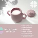 Clover Clover 9 Piece Baby Led Weaning Supplies- Toddler Feeding Set- Silicone Divided Suction Plate with Lid, Suction Bowl, Sippy Cup, 2 Bibs, 2 Soft Spoons and Fork 6 Months+ (Matte Pink) by Clover Clover