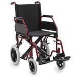 MoNiBloom Folding Transport Wheelchair with Full Arms and Removable Swing-Away Footrest for Adults Lightweight Foldable 17 inch Wide Seat Wheel Chair for Compact Storage, 300 lbs Capacity, Red from MoNiBloom
