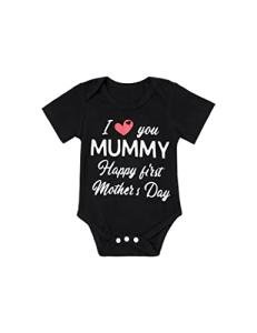 Happy First Motherâs Day Newborn Baby Boy Girl Outfit Mommy Bodysuit Summer Romper Clothes Set from 