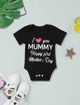 Happy First Motherâs Day Newborn Baby Boy Girl Outfit Mommy Bodysuit Summer Romper Clothes Set from 