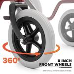 MoNiBloom Folding Transport Wheelchair with Full Arms and Removable Swing-Away Footrest for Adults Lightweight Foldable 17 inch Wide Seat Wheel Chair for Compact Storage, 300 lbs Capacity, Red from MoNiBloom