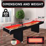 SereneLife Shuffleboard Table, 9ft Poly Coated Surface, with Accessories, Abacus Style Scoring, Fast Puck Action Play, Indoor and Outdoor Portable Arcade Shuffle Board Game Table for Kids and Adults by Sound Around