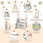 Onasti Foldable Toddler Step Stop for Bathroom Sink, Adjustable 3 Step Stool for Kids Toilet Potty Training Stool with Handles, Child Kitchen Counter Stool Helper, Plastic Ladder for Toddlers Grey by Onasti