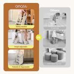 Onasti Foldable Toddler Step Stop for Bathroom Sink, Adjustable 3 Step Stool for Kids Toilet Potty Training Stool with Handles, Child Kitchen Counter Stool Helper, Plastic Ladder for Toddlers Grey by Onasti