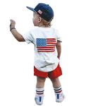 4th of July Baby Boy Outfit Infant Newborn Girls USA Print Tee Shirt Drawstring Shorts Casual Summer Clothes (Red USA, 3-4 Years) from 