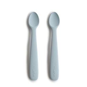 mushie Silicone Baby Feeding Spoons | 2 Pack (Powder Blue) by mushie