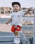 4th of July Baby Boy Outfit Infant Newborn Girls USA Print Tee Shirt Drawstring Shorts Casual Summer Clothes (Red USA, 3-4 Years) from 