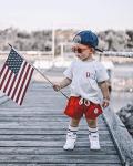 4th of July Baby Boy Outfit Infant Newborn Girls USA Print Tee Shirt Drawstring Shorts Casual Summer Clothes (Red USA, 3-4 Years) from 