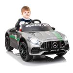 TOBBI Ride On Car 12V Licensed Mercedes Benz AMG GT Kids Electric Car Ride On Toys Vehicle with 2.4G Remote Control, 2 Powerful Motors, Music, Horn, USB, Silver Grey from TOBBI