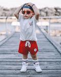 4th of July Baby Boy Outfit Infant Newborn Girls USA Print Tee Shirt Drawstring Shorts Casual Summer Clothes (Red USA, 3-4 Years) from 