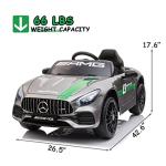 TOBBI Ride On Car 12V Licensed Mercedes Benz AMG GT Kids Electric Car Ride On Toys Vehicle with 2.4G Remote Control, 2 Powerful Motors, Music, Horn, USB, Silver Grey from TOBBI