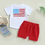 4th of July Baby Boy Outfit Infant Newborn Girls USA Print Tee Shirt Drawstring Shorts Casual Summer Clothes (Red USA, 3-4 Years) from 