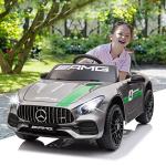 TOBBI Ride On Car 12V Licensed Mercedes Benz AMG GT Kids Electric Car Ride On Toys Vehicle with 2.4G Remote Control, 2 Powerful Motors, Music, Horn, USB, Silver Grey from TOBBI