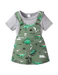 Kiluex Newborn Baby Boy Clothes Solid Shirt + Dinosaur Short Overalls with Suspender 2Pcs Outfits Setï¼A-Greenï¼3-6mï¼ by 
