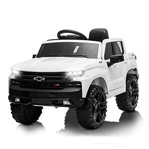 RCtown 12V Ride on Car with Remote Control, Battery Powered Licensed Chevrolet Silverado GMC Kids Ride On Truck, Toddler Electric Vehicles Toys , MP3/Bluetooth, Spring Suspension, LED Light (White) from RCtown
