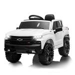 RCtown 12V Ride on Car with Remote Control, Battery Powered Licensed Chevrolet Silverado GMC Kids Ride On Truck, Toddler Electric Vehicles Toys , MP3/Bluetooth, Spring Suspension, LED Light (White) from RCtown