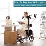 ELENKER Upright Walker, Stand Up Folding Rollator Walker with 10â Front Wheels, Padded Armrests, Seat and Backrest for Seniors and Adults, Color: Carbon Fiber Black by ELENKER