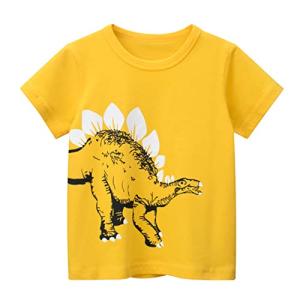 Toddler Baby Boy Girl Summer Clothes Ribbed T-Shirts Summer Beach Short Sleeve Dinosaur T Shirts Tops Cotton Playwear Yellow from Generic