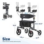 Zler Heavy Duty Upright Walker - Extra Wide Stand Up Rollator Walker Supports Up to 500 lbs, Armrest Rollator Walker with Oversize Seat & Padded Backrest(Grey) from HFK