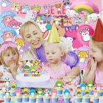 Birthday Party supplies Party Decorations Include Birthday Backdrop Happy Birthday Banner Balloons Cupcake Toppers Foil Balloon Party Decorations for Girls and Boys by 