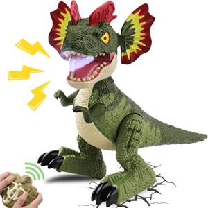 IQKidz RC Dinosaur Kids Toys Robot-Remote Control Electronic Realistic Walking Dino Gifts for Boy Girl Ages 3-5 4-8 and Up, 360Â° Rotate Interactive Toy with Light Roaring Spray & Touch Sensing from IQKidz