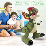 IQKidz RC Dinosaur Kids Toys Robot-Remote Control Electronic Realistic Walking Dino Gifts for Boy Girl Ages 3-5 4-8 and Up, 360Â° Rotate Interactive Toy with Light Roaring Spray & Touch Sensing from IQKidz