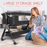 Obleba Baby Bassinets, Bedside Crib, Bedside Sleeper for Infants with Storage Basket Wheels and Mosquito Nets, Adjustable Bassinet for Newborns(Dark Grey) by Dongguan Yixin E-commerce Co., LTD