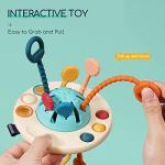 Pichoi Montessori Toys for Baby 6 Months, Baby Sensory Toy for Kids 1 Year Old, Silicone Teething Toy for Toddlers 12 Months, UFO Pull String Activity Toddler Bath Toy for Travel, Boys Girl Birthday by Pichoi