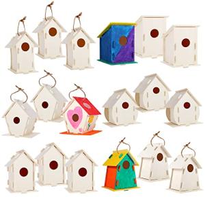 ILHSTY 18 Pack Large Paintable DIY Wooden Bird Houses Kits for Kids, Kids Crafts Wood Houses for Crafts Class Parties Birthday, DIY Crafts and Art Birdhouse Kits for Children to Build and Design by ILHSTY