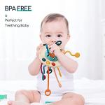 Pichoi Montessori Toys for Baby 6 Months, Baby Sensory Toy for Kids 1 Year Old, Silicone Teething Toy for Toddlers 12 Months, UFO Pull String Activity Toddler Bath Toy for Travel, Boys Girl Birthday by Pichoi