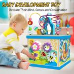 Wooden Baby Activity Cube for Toddlers 3+ï¼5 in 1 Early Educational Montessori Toy for Toddlersï¼Abacus Blocks Bead Maze Spinning Gear Shape Sorter Learning Clockï¼First Birthday Gifts for Boys Girls. by Jade Hare