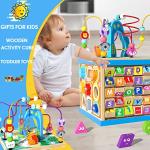 Wooden Baby Activity Cube for Toddlers 3+ï¼5 in 1 Early Educational Montessori Toy for Toddlersï¼Abacus Blocks Bead Maze Spinning Gear Shape Sorter Learning Clockï¼First Birthday Gifts for Boys Girls. by Jade Hare