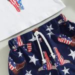 4th of July Baby Boy Outfit Short Sleeve American Cowboy T-Shirt Tops Jogger Shorts Western Summer Clothes (White-Cowboy, 12-18 Months) by Muasaaluxi