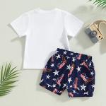 4th of July Baby Boy Outfit Short Sleeve American Cowboy T-Shirt Tops Jogger Shorts Western Summer Clothes (White-Cowboy, 12-18 Months) by Muasaaluxi