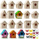 Sawysine 48 Wooden Bird House Kits for Children to Build, 48 Pieces 6 Shapes Wooden Birdhouse, 57 Stereoscopic Butterfly Sticker for Kids Party Art, Craft Kits Boy Girl Crafting, Decorating, KF0445 from Sawysine