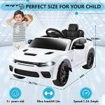 Sesslife 12V Kids Ride on Car Licensed Dodge Charger Toy Car, Electric Car for Kids with 7AH Big Battery and Remote Control, 3 Speed Kids car with Suspension System, LED Light, MP3 & Bluetooth, White by ZHENBAO