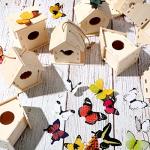Sawysine 48 Wooden Bird House Kits for Children to Build, 48 Pieces 6 Shapes Wooden Birdhouse, 57 Stereoscopic Butterfly Sticker for Kids Party Art, Craft Kits Boy Girl Crafting, Decorating, KF0445 from Sawysine