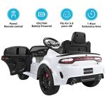 Sesslife 12V Kids Ride on Car Licensed Dodge Charger Toy Car, Electric Car for Kids with 7AH Big Battery and Remote Control, 3 Speed Kids car with Suspension System, LED Light, MP3 & Bluetooth, White by ZHENBAO