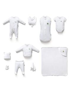 KiddyTurtles Baby Essential 100% Organic Cotton 10Pcs 0-3 Months Baby Clothes Layette Gift Pack for Baby Girls or Baby Boys, Gender Neutral Baby Clothes, Must haves, Baby Shower from 