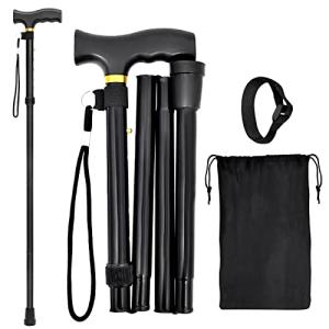 Tyimble Folding Walking Cane - Lightweight, Adjustable, Anti-Slip, Portable, with Storage Bag and Strap, Suitable for Men, Women, and The Elderly. by Tyimble