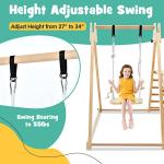OLAKIDS Toddlers Triangle Climbing Set, 4 in 1 Foldable Kids Wood Montessori Climber Ladder with Ramp, Slide and Swing, Indoor Outdoor Playground Jungle Play Gym Structure for Boys Girls by Olakids