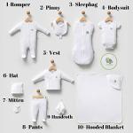 KiddyTurtles Baby Essential 100% Organic Cotton 10Pcs 0-3 Months Baby Clothes Layette Gift Pack for Baby Girls or Baby Boys, Gender Neutral Baby Clothes, Must haves, Baby Shower from 