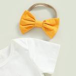 Lamuusaa Newborn Baby Girl Clothes Short Sleeve Romper Flower Flared Pants Bell Bottoms Headband Boho Summer Clothes (White, 0-6 Months) from 